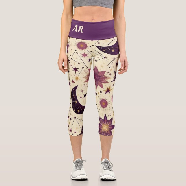 Leggings Capri Sueños celestes: Iniciales Personalizares (Anverso)