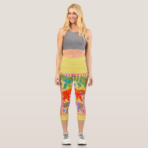 Leggings Capri sueños de tigre arcoíris