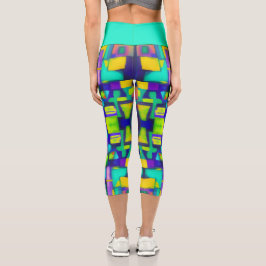 Leggings Capri Sueños de Vibraciones Eléctricas Arte Abstracto Vi