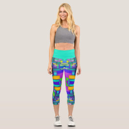 Leggings Capri Sueños de Vibraciones Eléctricas Arte Abstracto Vi