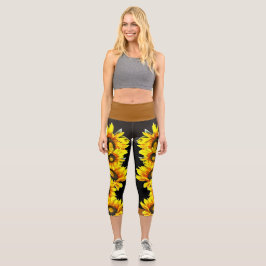 Leggings Capri Sunflower High Waisted Capris