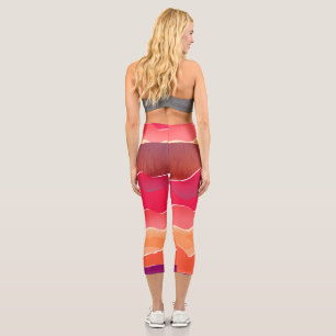 Leggings Capri Sunset Peaks Moderno Paper Collage Art