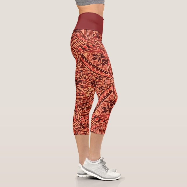 Leggings Capri taille haute/Tribal/Pêche (Derecha)