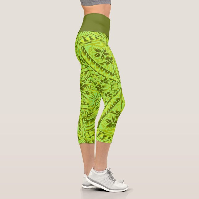 Leggings Capri taille haute/Tribal/Vert Pomme (Derecha)