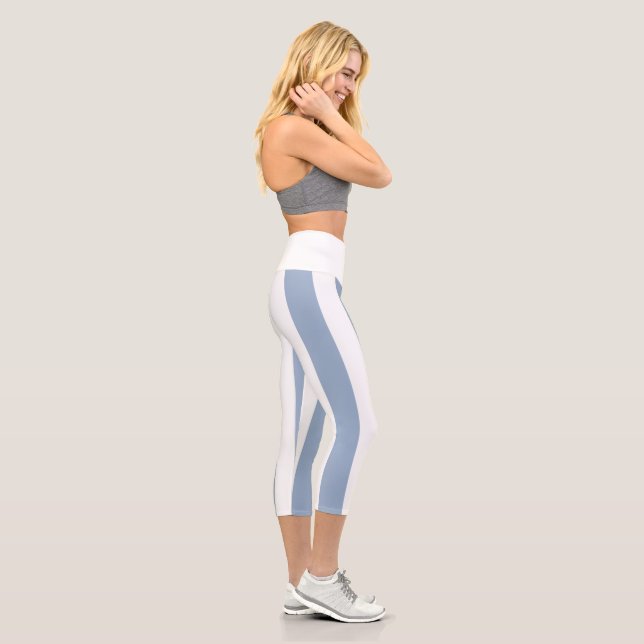 Leggings Capri Tapa azul y blanca de capri de alta captación (Derecha)