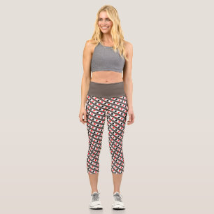 Leggings Capri Tarjetas de reproducción gris de patrón de repetic