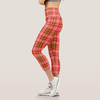 Leggings Capri Tartan Naranja Rosa