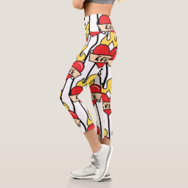 Leggings Capri Tatuaje del corazón retro