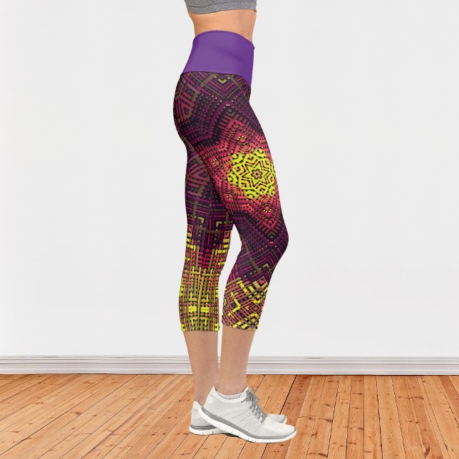 Leggings Capri Tejer Mandala amarillo rosa y morado (Subido por el creador)