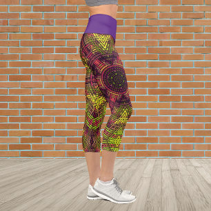 Leggings Capri Tejer Mandala amarillo rosa y morado