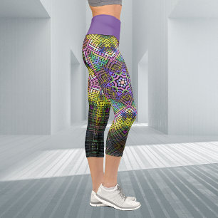 Leggings Capri Tejer Mandala amarillo rosa y verde