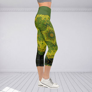 Leggings Capri Tejer Mandala Amarillo verde y negro