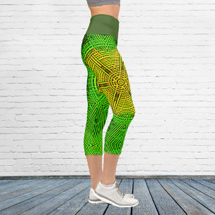 Leggings Capri Tejer Mandala Amarillo y Verde