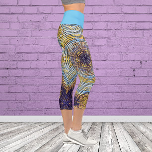 Leggings Capri Tejer Mandala azul y amarillo