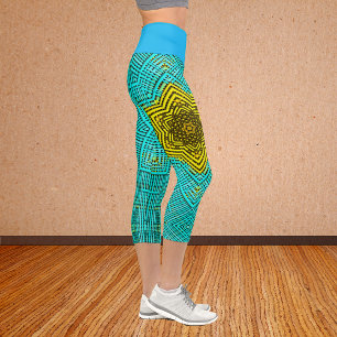 Leggings Capri Tejer Mandala azul y amarillo