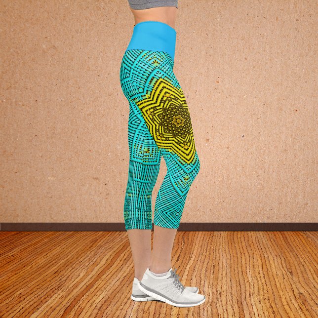 Leggings Capri Tejer Mandala azul y amarillo (Subido por el creador)