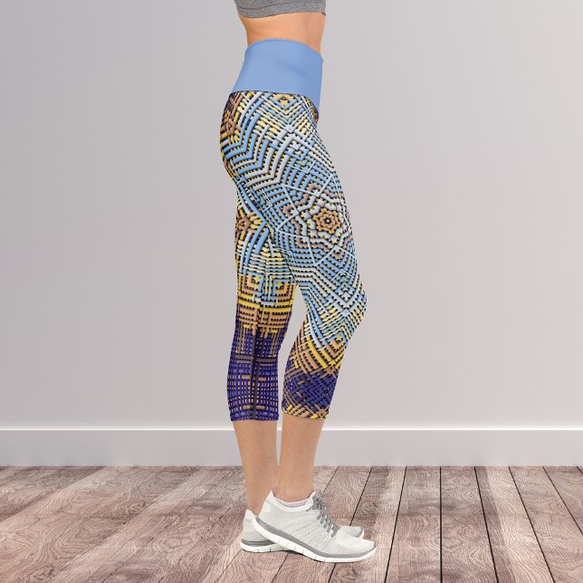 Leggings Capri Tejer Mandala azul y amarillo (Subido por el creador)