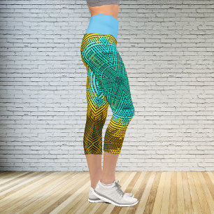 Leggings Capri Tejer Mandala azul y amarillo