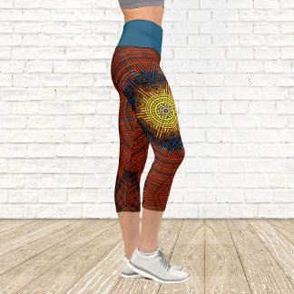 Leggings Capri Tejer Mandala Naranja Amarillo y Azul