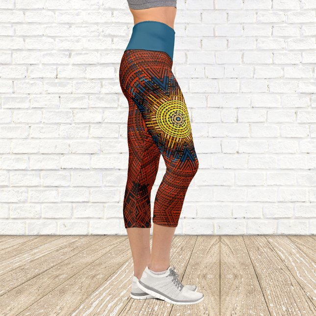 Leggings Capri Tejer Mandala Naranja Amarillo y Azul (Subido por el creador)
