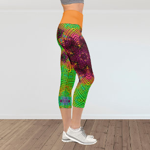 Leggings Capri Tejer Mandala Naranja verde y rosa