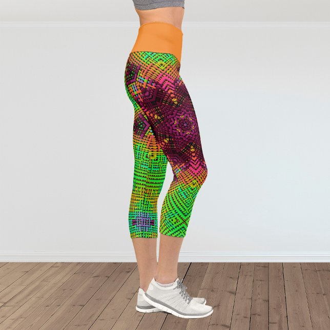 Leggings Capri Tejer Mandala Naranja verde y rosa (Subido por el creador)