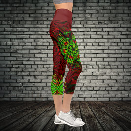 Leggings Capri Tejer Mandala rojo y verde