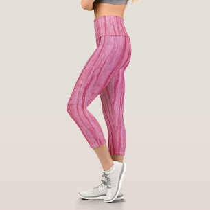 Leggings Capri Tejido de crepe rosado arrugado