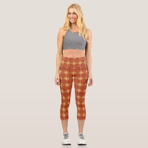 Leggings Capri Tejido de tela de plástico Tiras marrones-52628