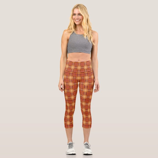 Leggings Capri Tejido de tela de plástico Tiras marrones-52628 (Anverso)