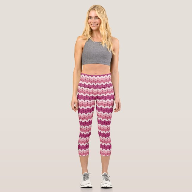 Leggings Capri Tejido Rosa Zig Zag (Anverso)