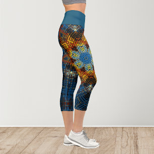 Leggings Capri Tejidos Mandala amarillo azul y rojo