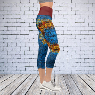 Leggings Capri Tejidos Mandala amarillo azul y rojo
