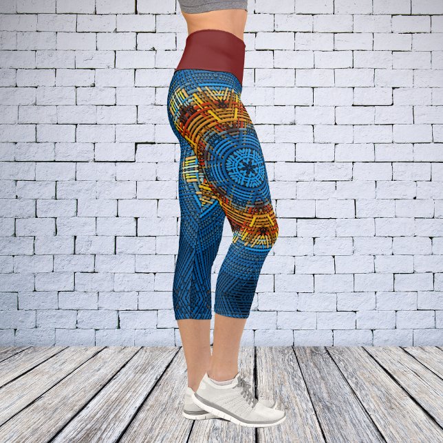 Leggings Capri Tejidos Mandala amarillo azul y rojo (Subido por el creador)