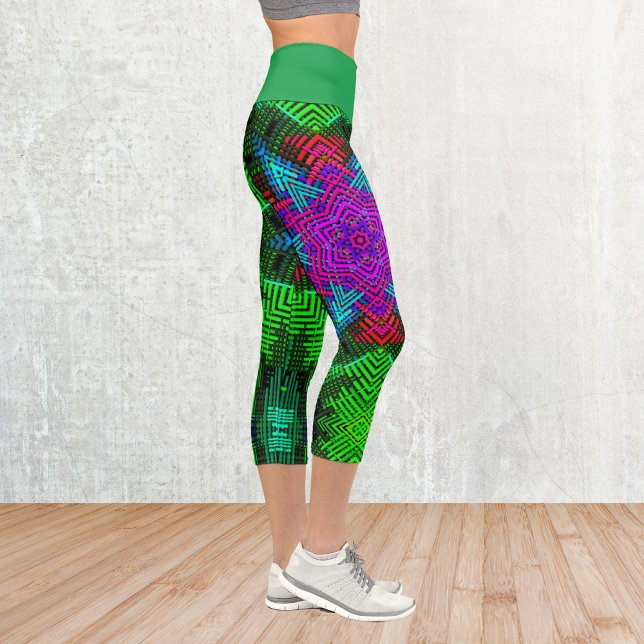Leggings Capri Tejidos Mandala Azul rosa y Verde (Subido por el creador)
