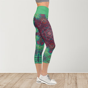 Leggings Capri Tejidos Mandala Azul verde y rojo
