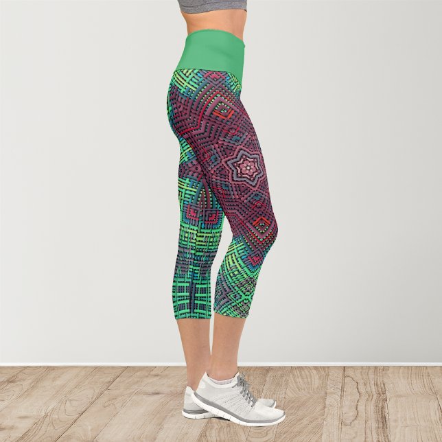 Leggings Capri Tejidos Mandala Azul verde y rojo (Subido por el creador)