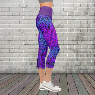 Leggings Capri Tejidos Mandala Púrpura Rosa y Azul