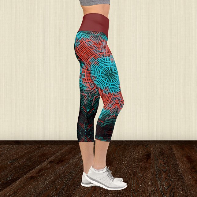 Leggings Capri Tejidos Mandala Rojo y Azul (Subido por el creador)