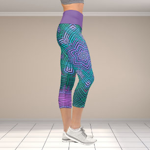 Leggings Capri Tejidos Mandala rosa y azul