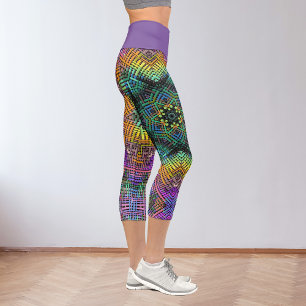 Leggings Capri Tejidos Mandala Verde azulado amarillo y rosa