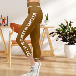 Leggings Capri Tema del gato del estilo de cómico de la diversión