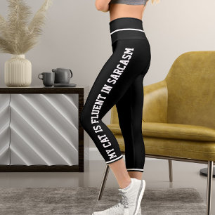 Leggings Capri Tema del gato del estilo de cómico del divertido n