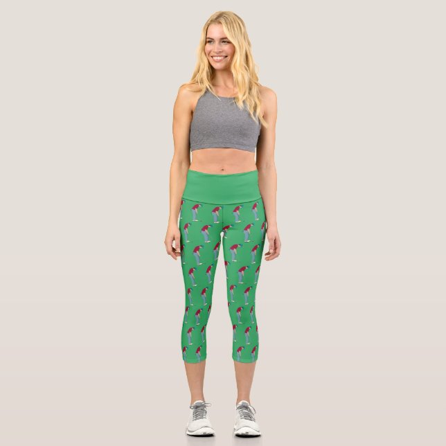 Leggings Capri Tema del golf verde (Anverso)