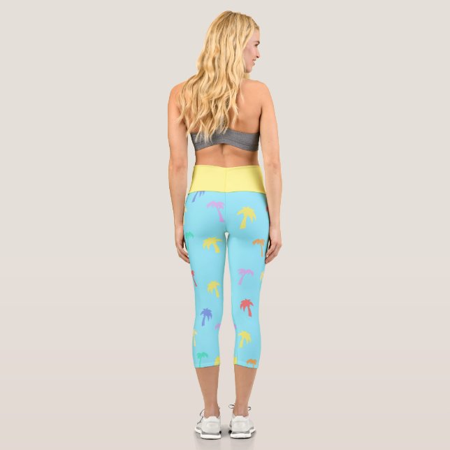 Leggings Capri Temática Happy and Bright Palm Trees Pastel (Reverso)