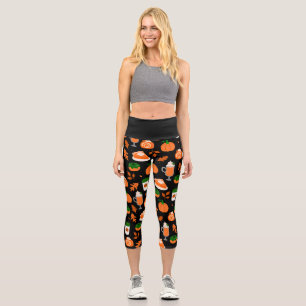 Leggings Capri temporada de café de calabaza feliz