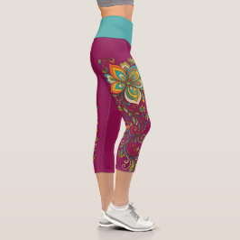 Leggings Capri Tendrils de Flor Power Retro Frontera 2