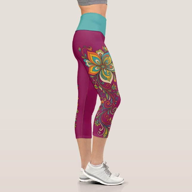 Leggings Capri Tendrils de Flor Power Retro Frontera 2 (Derecha)
