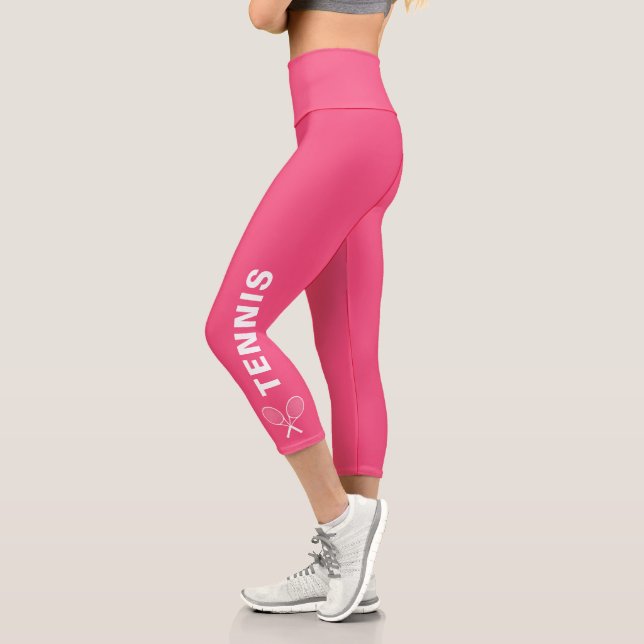 Leggings Capri Tennis Racquet Personalizado texto o nombre de equ (Izquierda)