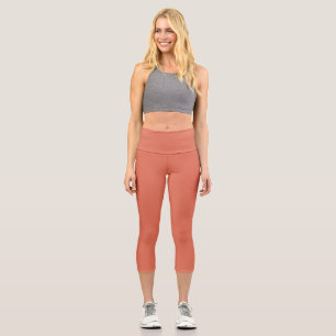 Leggings Capri Terra Cotta Color de la plancha sólido